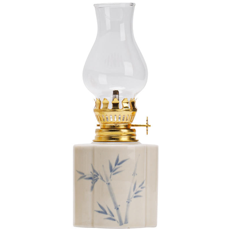 Vintage Ceramic Tabletop Oil Lamp